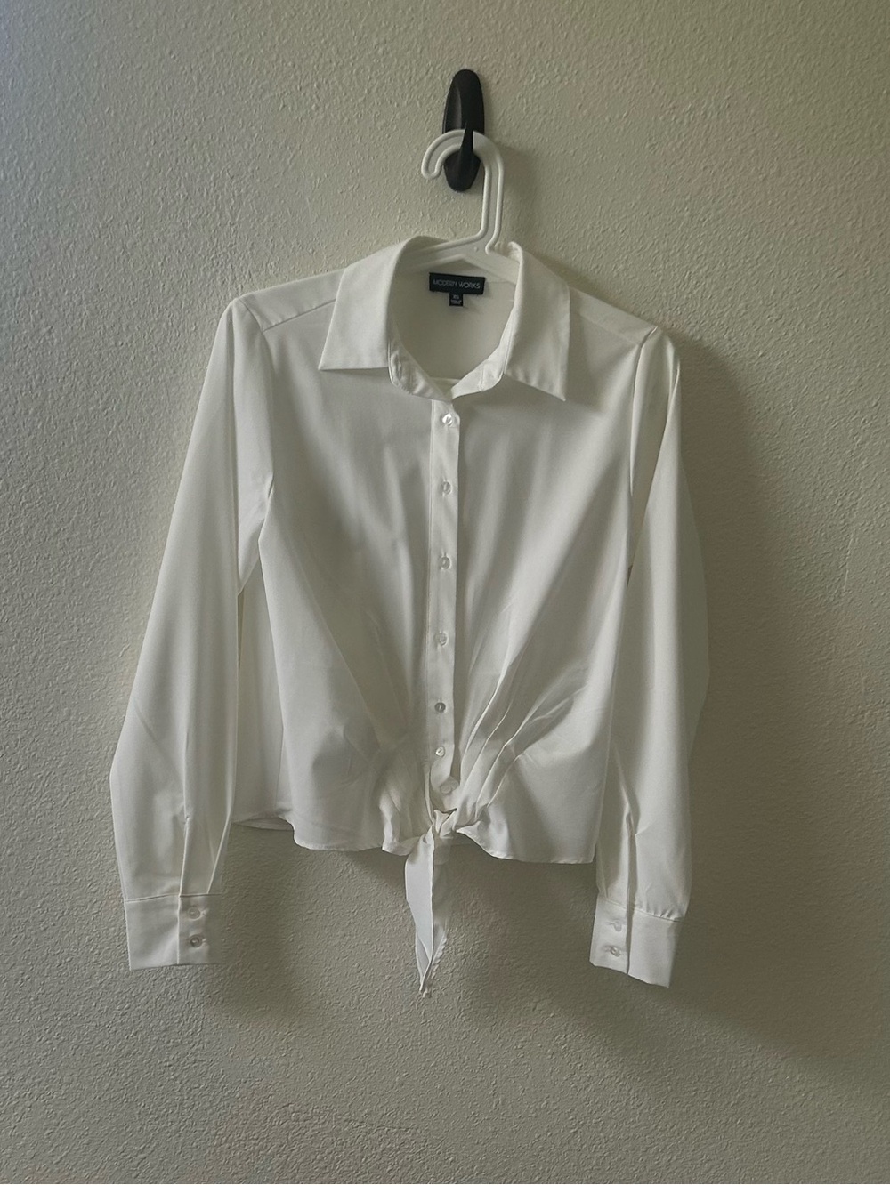 Anne Klein White Tie-Front Button-Down Blouse